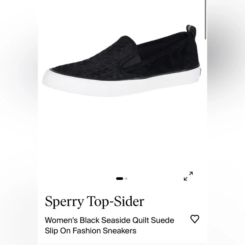 SperryNWOT  Women’s Seaside Quilted Emboss Suede Slip-On Sneaker Black Size 8
